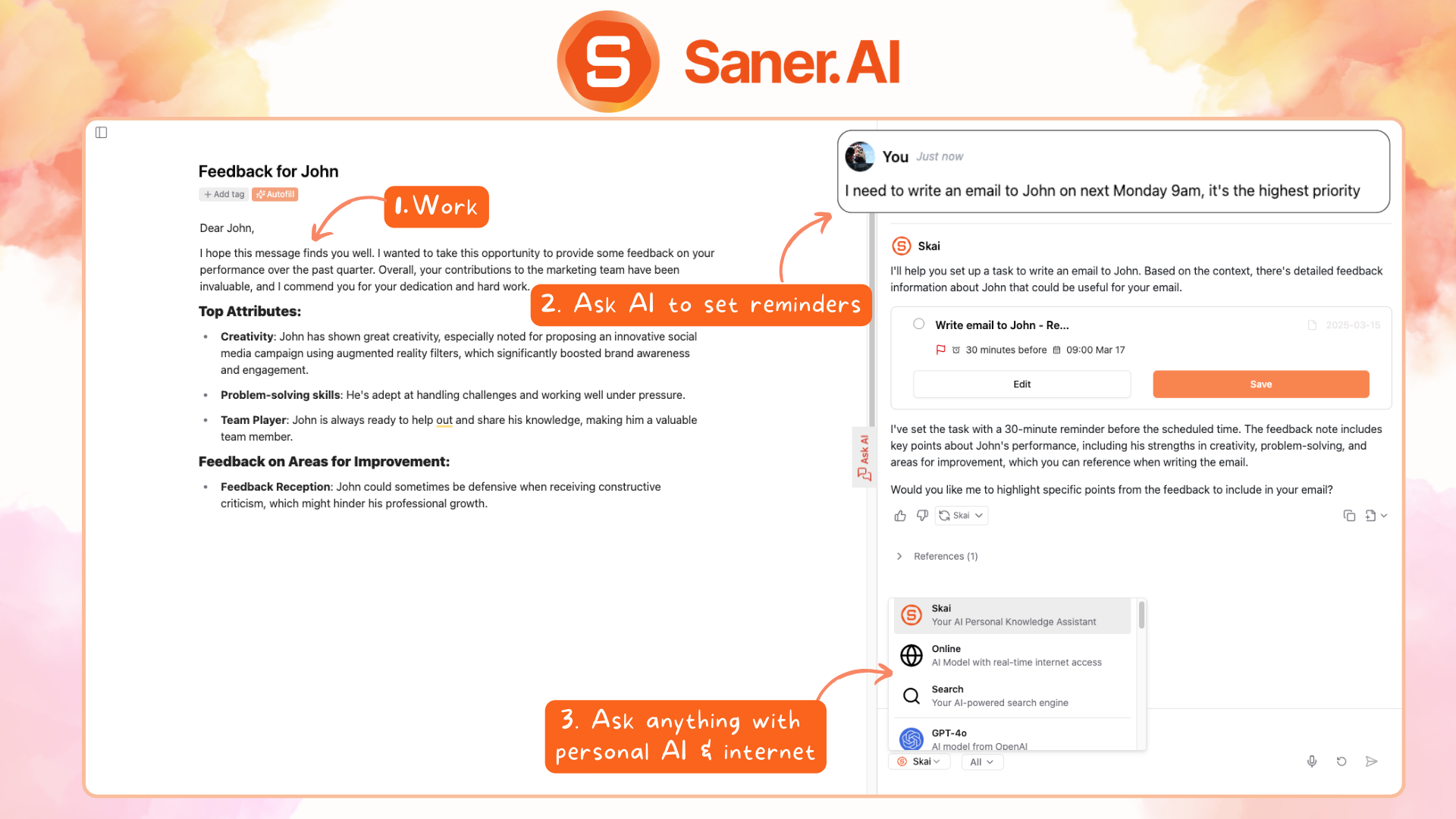 AI Personal Assistant - Saner.AI - artificial intelligence assistant
